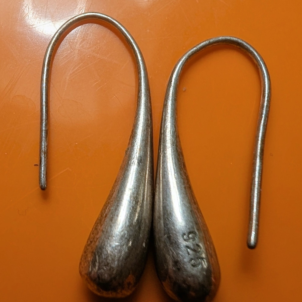 Stirling Silver Pull through Teardrop Earrings